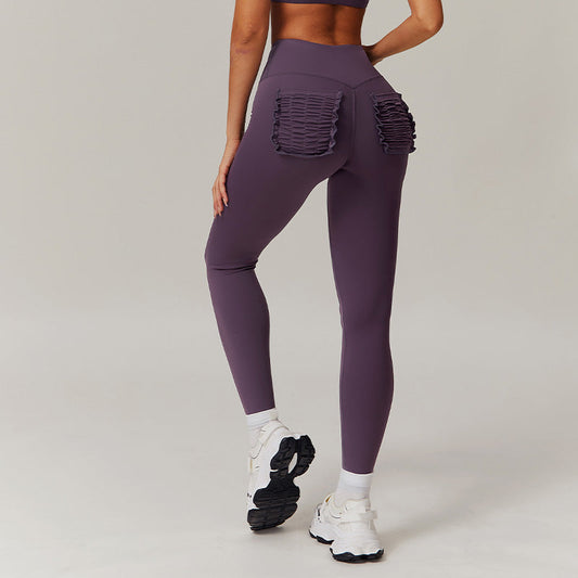 Lubella - Legging Taille Haute avec Fronces au Dos et Poches en Dentelle