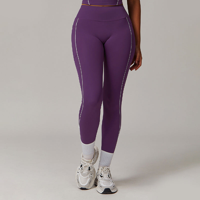 Lubella - Legging Taille Haute Contrasté Nude avec Poches