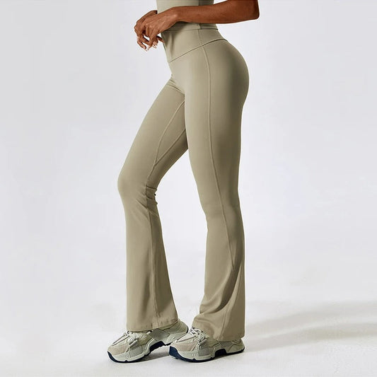 Lubella - Pantalons Yoga Taille Haute Nude à Jambes Évasées