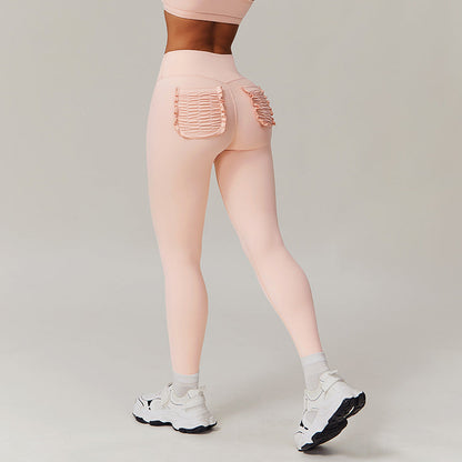 Lubella - Legging Taille Haute avec Fronces au Dos et Poches en Dentelle